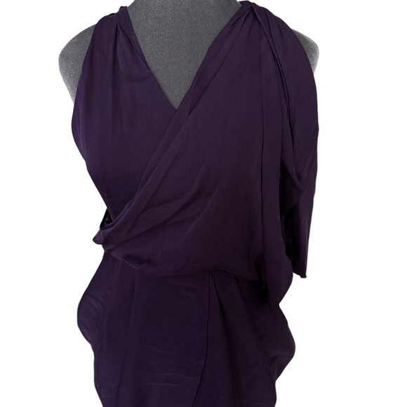 Alice & Olivia Purple Sleeveless Draped Wrap Dress With Cross Back Detail Size 4 - Picture 4 of 8